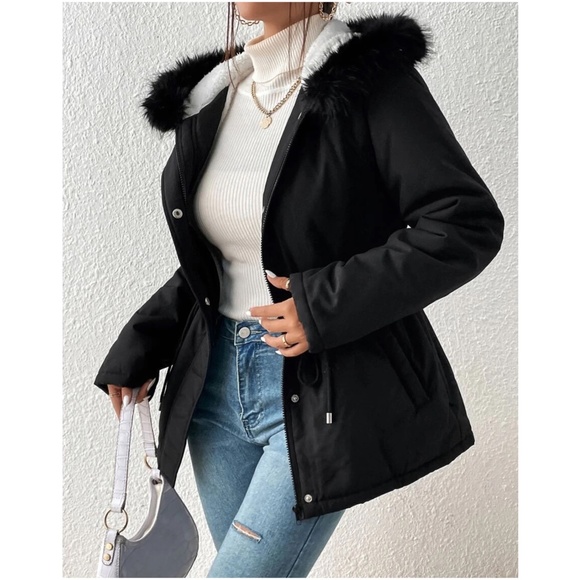 Cozy Vegan Fur Sherpa Lined Hoodie Parka Jacket